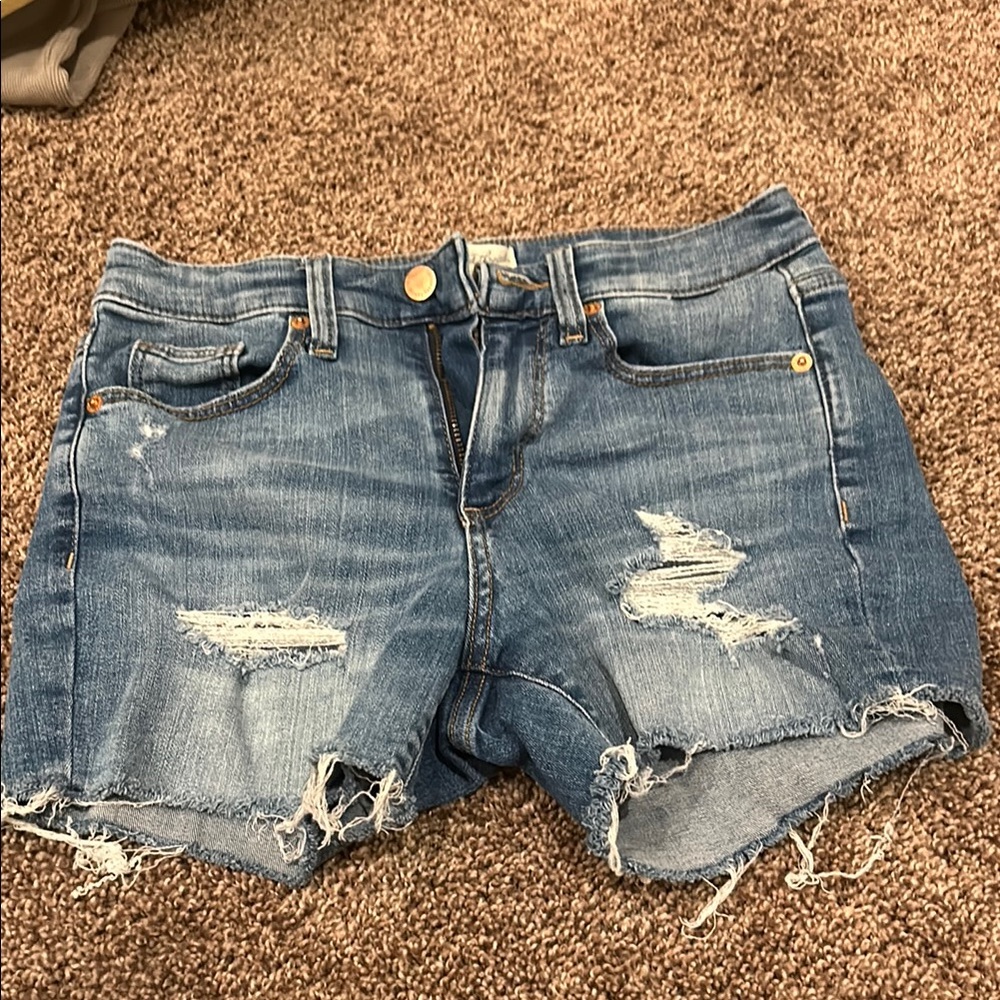 Universal Thread Blue Jean Shorts Distressed Raw-Edge